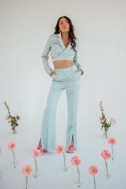 Flore Satin Green Trousers - Lavand Stories