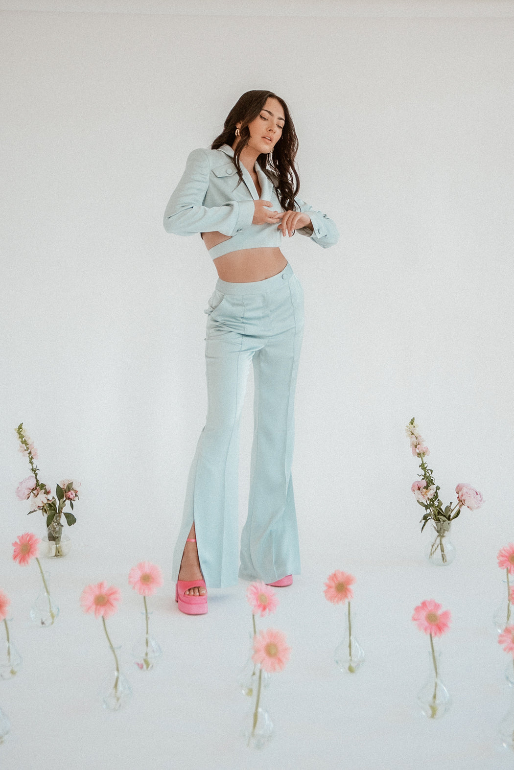 Flore Satin Green Trousers - Lavand Stories