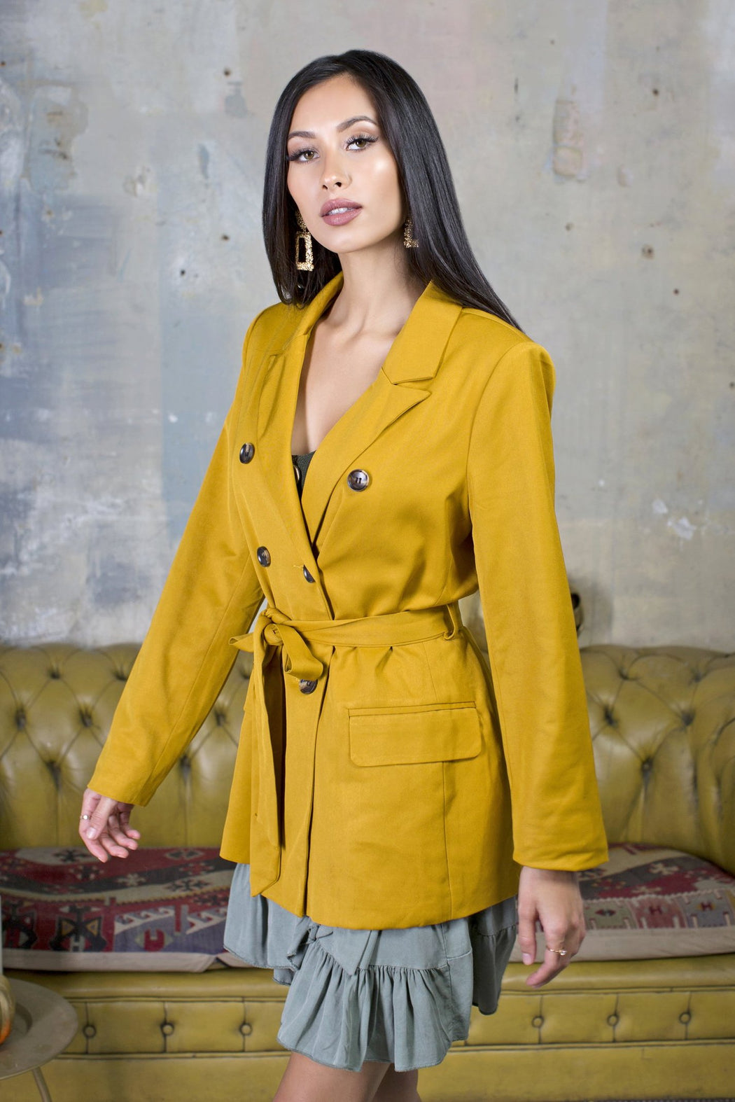Kelly Mustard Double Breasted Blazer - Lavand Stories