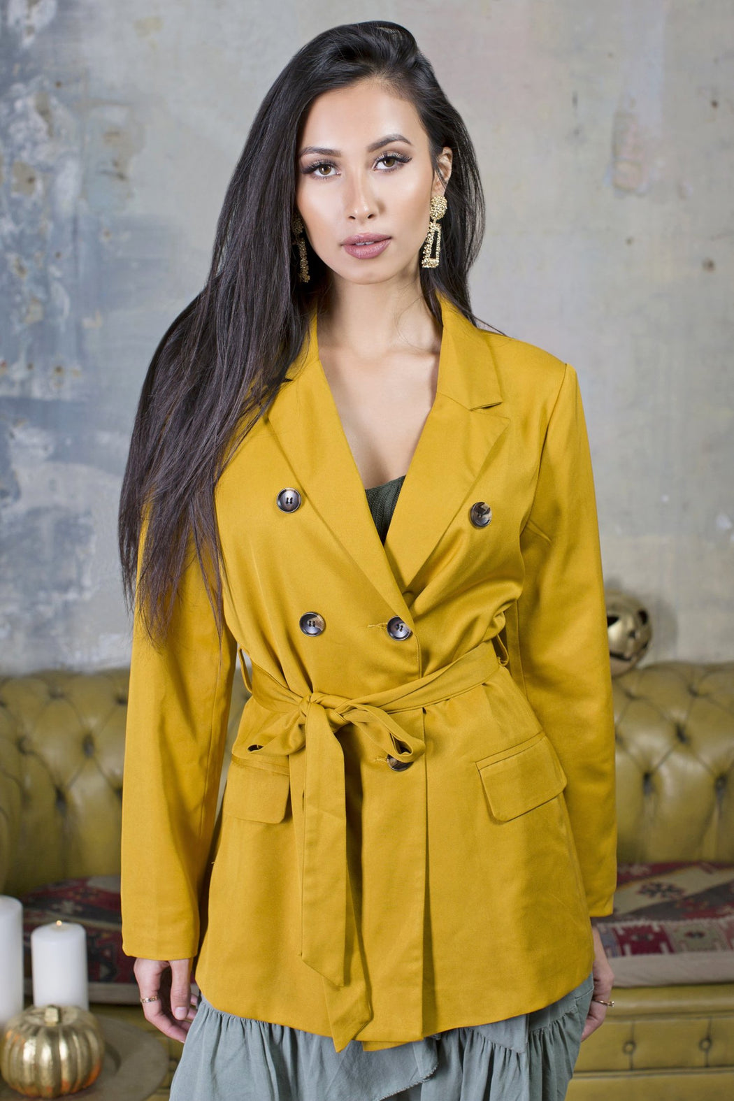Kelly Mustard Double Breasted Blazer - Lavand Stories