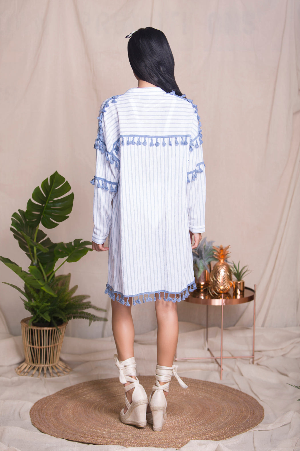 Aria Tassle Shirt Dress - Lavand Stories
