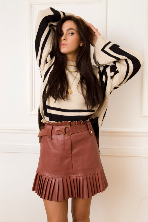 Livia Pleated Faux Leather Skirt - Lavand Stories