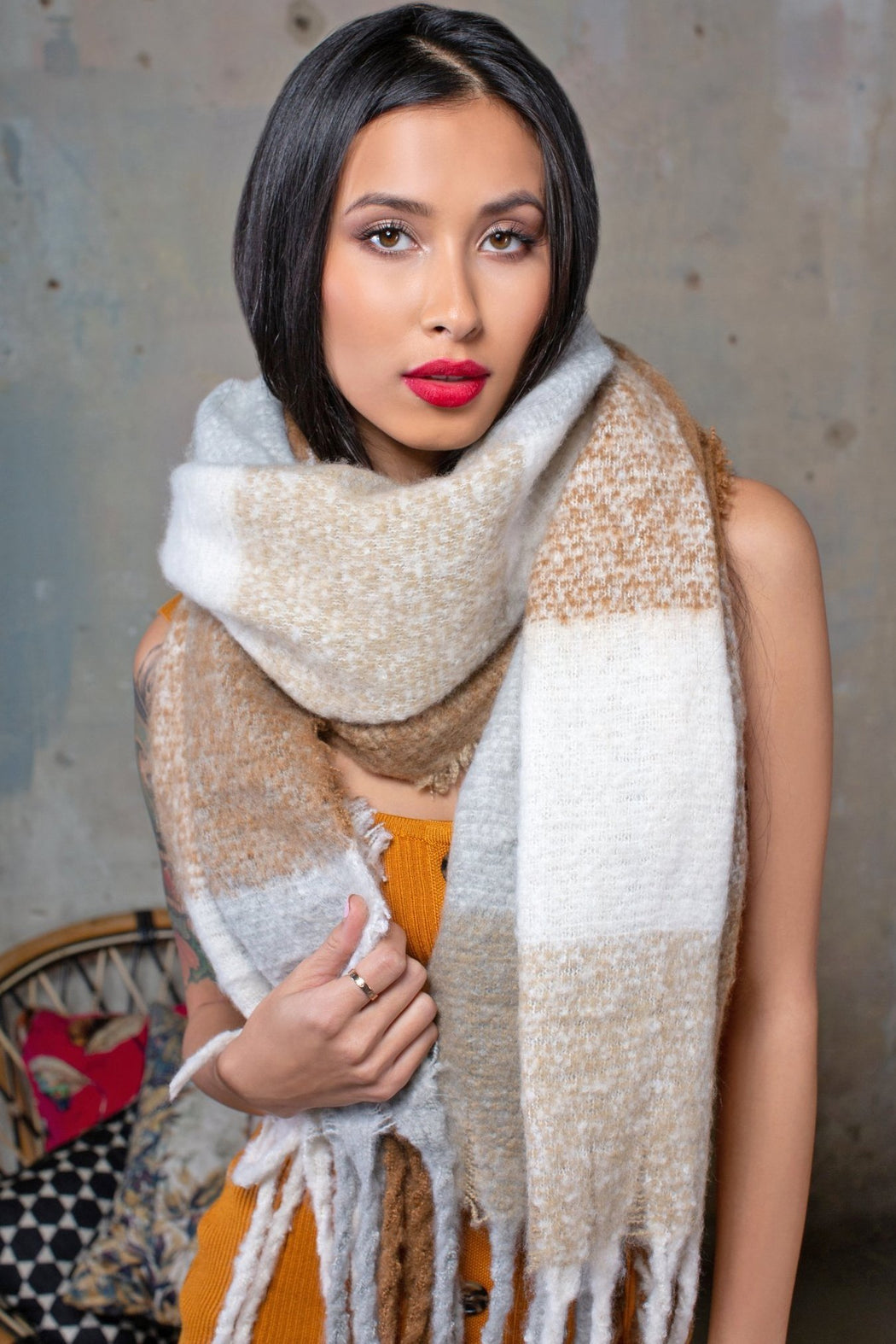 Striped Chunky Scarf - Lavand Stories