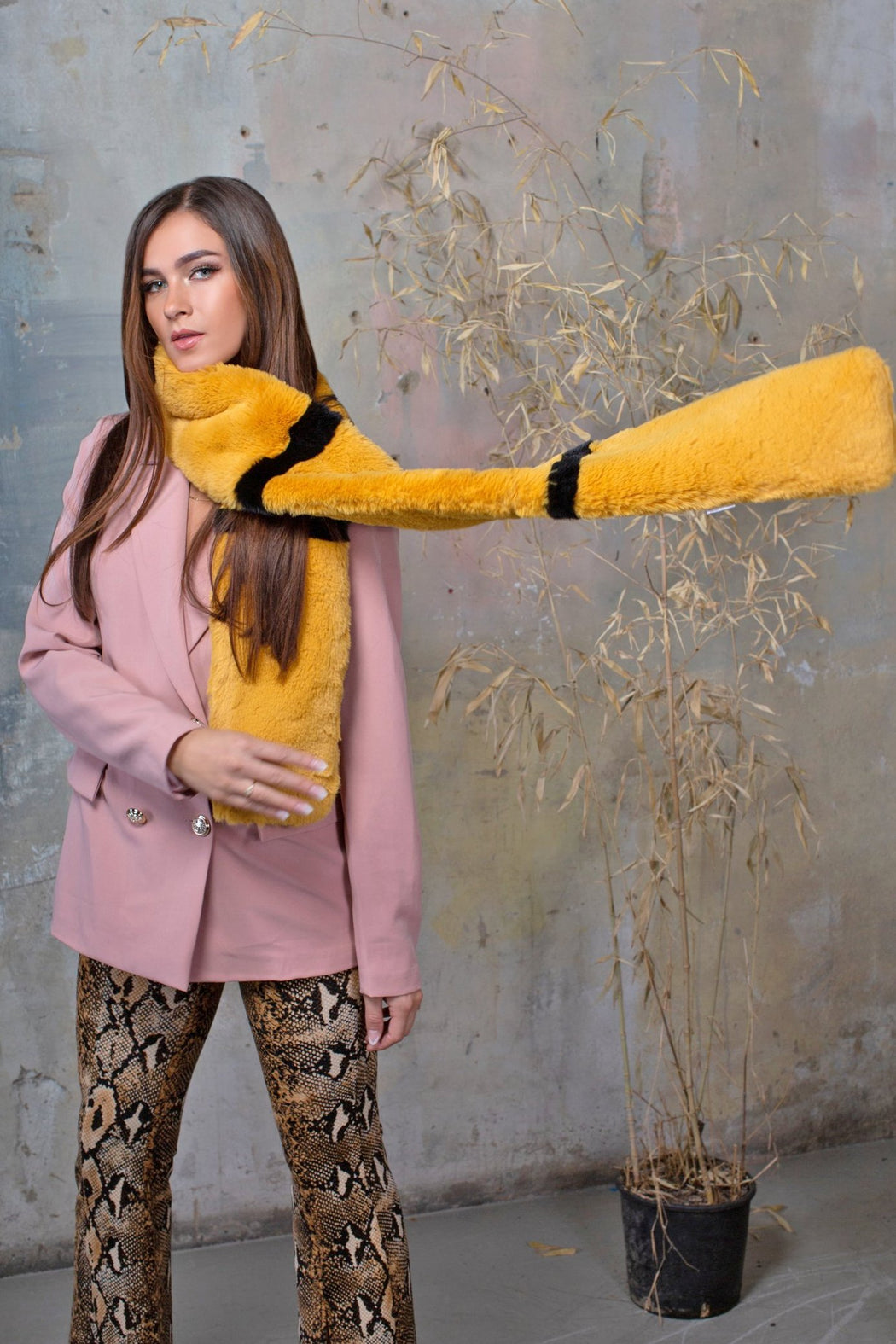 Tammy Mustard Faux Fur Scarf Collar - Lavand Stories